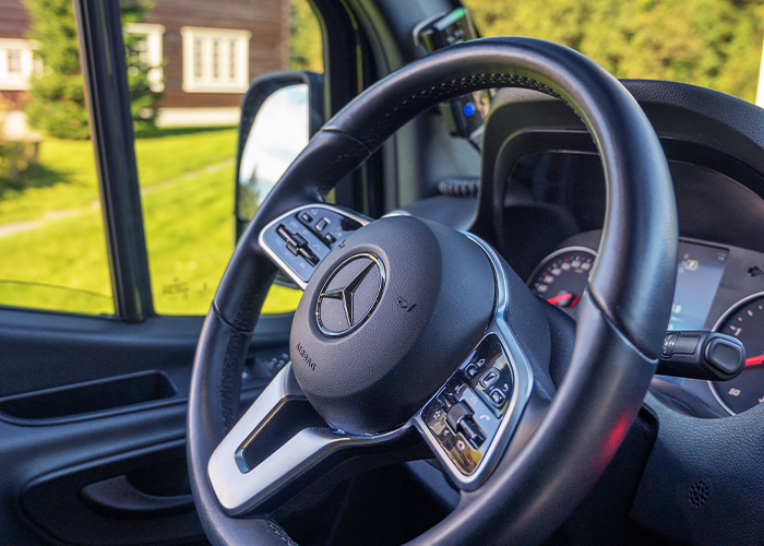 Mercedes Benz V class dashboard VIP transport Ålesund